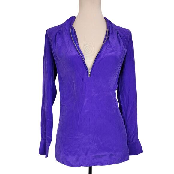 100% Silk Alice & Trixie Medium Purple Blouse - Picture 1 of 4